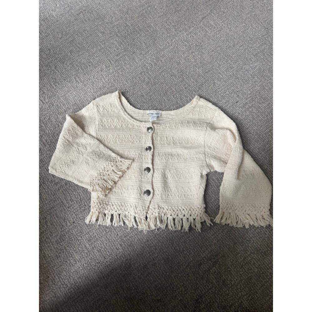 Glory USA cotton patterned fringe cropped shirt M